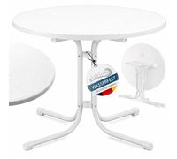 Beautissu Mesa Bistró Exterior Ø 80 cm Impermeable - Mesa Alta Plegable de Jardín Terraza Balcón - Mesa de Camping y Eventos Altura 70 cm - Blanco - Bistroni