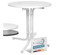 Beautissu Mesa Bistró Exterior Alta Plegable de Jardín Terraza Balcón | Ø80cm altura 70cm blanca de camping y eventos Bistroni