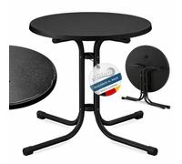 Beautissu Mesa Bistró Exterior Impermeable Plegable de Jardín Terraza | Ø60cm altura 70cm negro alta de camping y eventos Balcón resistente intemperie redonda Bistroni