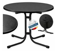 Beautissu Mesa Bistró Exterior Impermeable Plegable de Jardín Terraza | Ø80cm altura 70cm negro alta de camping y eventos Balcón redonda resistente agua intemperie Bistroni