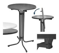 Beautissu Mesa Plegable Alta de Bistro para Bar Cocina y Exterior | Ø70cm gris antracita redonda nivelable por tornillos calidad gastronomía resistente al calor arañazos estable Bellini