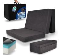 Beautissu Premium Colchón Plegable 140x200 cm Antracita In unda - colchón para Invitados Extra Grueso 14 cm Espuma viscoelástica, firmeza H3 - Gran Comodidad para Dormir, Lavable - Model XXL