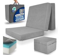 Beautissu Premium Colchón Plegable 140x200 cm Gris In unda - colchón para Invitados Extra Grueso 14 cm Espuma viscoelástica, firmeza H3 - Gran Comodidad para Dormir, Lavable - Model XXL