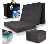 Beautissu Premium Colchón Plegable 90x200 cm Antracita In unda - colchón para Invitados Extra Grueso 14 cm Espuma viscoelástica, firmeza H3 - Gran Comodidad para Dormir, Lavable - Model XL