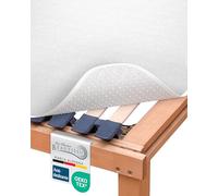 Beautissu Protector somier BEAUTECT embellecedor Cubre somier colchón con Nudos Tex ecológico Siegel Lavable Blanco 200x200 cm