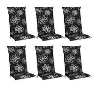 Beautissu Set 6 Cojines sillas Exterior jardín con Respaldo Alto Acolchado | 120x50x6cm tumbonas mecedoras Asientos cómodo Acolchado Resistente a Rayos UV terraza almohadillas Flores