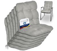Beautissu Set 6 Cojines Sillas Jardin para Terraza Exterior Respaldo Bajo | 100x50x8cm Gris Claro Relleno de Copos de Gomaespuma Cojín asiento funda Flair NL