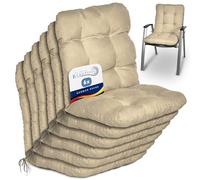 Beautissu Set 6 Cojines Sillas Jardin para Terraza Exterior Respaldo Bajo | 100x50x8cm Natural Relleno de Copos de Gomaespuma Cojín asiento funda Flair NL