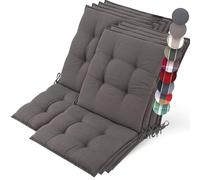Beautissu Set 8 Premium Cojín Silla Jardín Exterior con Respaldo Bajo | 100x50cm Taupe Resistencia UV Antideslizante 8cm Grosor Acolchado asiento tumbona cojines Sun-NL