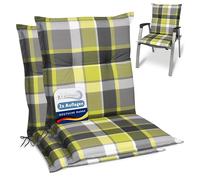 Beautissu Set de 2 cojines para sillas de exterior y jardín con respaldo | 100x50x6cm verde acolchado cómodo resistente a rayos UV para tumbonas mecedoras asientos bajo cojín estampado Sunny GR