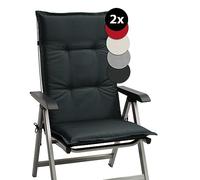 Beautissu Set de 2 Cojines para Sillas de Jardín con Respaldo Alto 120x50x6 cm Base HL - Cojines para Exterior, Almohadillas para Tumbonas, Mecedoras o Sillones - Gris Grafito