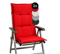 Beautissu Set de 2 Cojines para Sillas de Jardín con Respaldo Alto 120x50x6 cm Base HL - Cojines para Exterior, Almohadillas para Tumbonas, Mecedoras o Sillones - Rojo