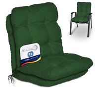 Beautissu Set de 2 Cojines Sillas Jardin Flair NL - Cojín para Sillas de Terraza o Cojines Exterior con Respaldo Bajo - 100x50x8 cm - Relleno de Copos de Gomaespuma - Verde Oscuro