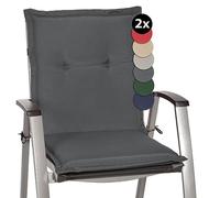 Beautissu Set de 2 Cojines sillas Jardin Loft NL - tumbonas mecedoras de balcón o Asiento Exterior con Respaldo bajo - 100x50x6 cm - Placas compactas de gomaespuma - Gris Grafito