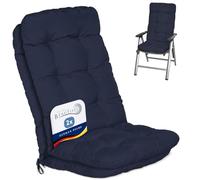 Beautissu Set de 2 Cojines sillas jardín para terraza Exterior Relleno | 120x50x8cm azul marino de copos de gomaespuma para Cojín Respaldo Alto asiento Flair HL