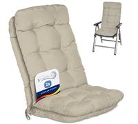 Beautissu Set de 2 Cojines sillas jardín terraza Exterior con Respaldo Alto | 120x50x8cm natural relleno de copos de gomaespuma Cojín asiento Flair HL