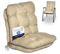 Beautissu Set de 2 Cojines sillas jardín terraza Exterior con Respaldo bajo | 100x50x8cm natural relleno de copos de gomaespuma Cojín acolchado asiento Flair NL