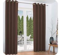 Beautissu Set de 2 Cortinas térmicas Amelie TO 140x245 cm de Ojales Privacidad y oscurecentes Aislante Marrón