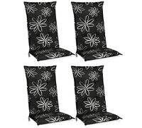 Beautissu Set de 4 Cojines para sillas de Exterior y jardín con Respaldo Alto Flores 120x50x6 cm tumbonas, mecedoras, Asientos cómodo Acolchado Resistente a Rayos UV