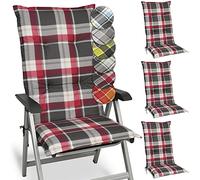 Beautissu Set de 4 Cojines para sillas de Exterior y jardín con Respaldo Alto Sunny RK Burdeos 120x50x6 cm tumbonas, mecedoras, Asientos cómodo Acolchado Resistente a Rayos UV