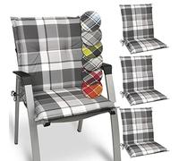 Beautissu Set de 4 Cojines para sillas de Exterior y jardín con Respaldo bajo Sunny BK Azul 100x50x6 cm tumbonas, mecedoras, Asientos cómodo Acolchado Resistente a Rayos UV