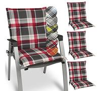 Beautissu Set de 4 Cojines para sillas de Exterior y jardín con Respaldo bajo Sunny RK Burdeos 100x50x6 cm tumbonas, mecedoras, Asientos cómodo Acolchado Resistente a Rayos UV