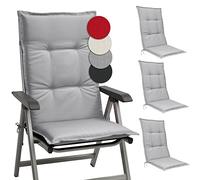 Beautissu Set de 4 Cojines para Sillas de Jardín con Respaldo Alto 120x50x6 cm Base HL - Cojines para Exterior, Almohadillas para Tumbonas, Mecedoras o Sillones - Gris Claro