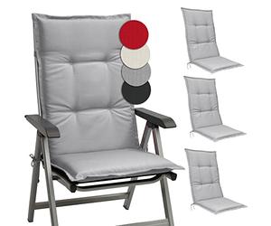 Beautissu Set de 4 Cojines para Sillas de Jardín con Respaldo Alto 120x50x6 cm Base HL - Cojines para Exterior, Almohadillas para Tumbonas, Mecedoras o Sillones - Gris Claro