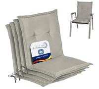 Beautissu Set de 4 Cojines sillas Jardin con Respaldo bajo para Exterior | 100x50x6cm Gris Claro placas compactas de gomaespuma tumbonas mecedoras de balcón asiento relleno espuma cojin Loft NL