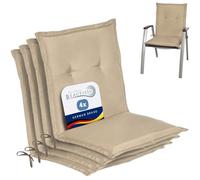 Beautissu Set de 4 Cojines sillas Jardin con Respaldo bajo para Exterior | 100x50x6cm Natural placas compactas de gomaespuma tumbonas mecedoras de balcón asiento relleno espuma cojin Loft NL