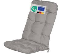 Beautissu Set de 4 Cojines sillas Jardin Flair HL - Cojín para sillas de terraza o Cojines Exterior con Respaldo Alto - 120x50x8 cm - Relleno de Copos de gomaespuma - Gris Claro