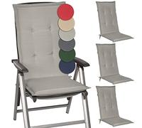 Beautissu Set de 4 Cojines sillas Jardin Loft HL - tumbonas mecedoras de balcón o Asiento Exterior con Respaldo Alto - 120x50x6 cm - Placas compactas de gomaespuma - Gris Claro
