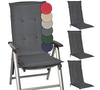 Beautissu Set de 4 Cojines sillas Jardin Loft HL - tumbonas mecedoras de balcón o Asiento Exterior con Respaldo Alto - 120x50x6 cm - Placas compactas de gomaespuma - Gris Grafito