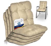 Beautissu Set de 4 Cojines sillas jardín terraza con Respaldo bajo | 100x50x8cm natural relleno de copos de gomaespuma exterior Cojín asiento Flair NL