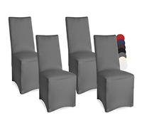 Beautissu Set de 4 Fundas para sillas - Banquete Leona - 45x95 cm cobertor Revestimiento - Elegante Bi-elástica - Oeko-Tex - Antracita