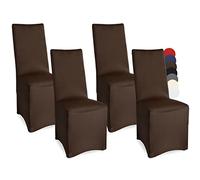 Beautissu Set de 4 Fundas para sillas - Banquete Leona - 45x95 cm cobertor Revestimiento - Elegante Bi-elástica - Oeko-Tex - Marrón