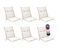 Beautissu Set de 6 Cojines para sillas de Exterior tumbonas mecedoras bajo | 100x50x6 gris natural placas compactas de gomaespuma para asientos Respaldo cojín jardin almohadillas Base NL