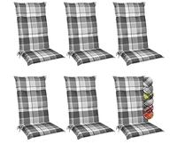 Beautissu Set de 6 Cojines para sillas de Exterior y jardín con Respaldo Alto Sunny BK Azul 120x50x6 cm tumbonas, mecedoras, Asientos cómodo Acolchado Resistente a Rayos UV