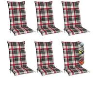 Beautissu Set de 6 Cojines para sillas de Exterior y jardín con Respaldo Alto Sunny RK Burdeos 120x50x6 cm tumbonas, mecedoras, Asientos cómodo Acolchado Resistente a Rayos UV