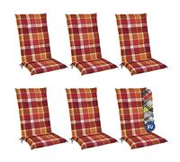 Beautissu Set de 6 Cojines para sillas de Exterior y jardín con Respaldo Alto Sunny RO Rojo 120x50x6 cm tumbonas, mecedoras, Asientos cómodo Acolchado Resistente a Rayos UV