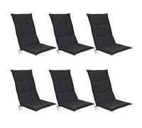 Beautissu Set de 6 Cojines para Sillas de Jardín con Respaldo Alto 120x50x6 cm Base HL - Cojines para Exterior, Almohadillas para Tumbonas, Mecedoras o Sillones - Gris Grafito