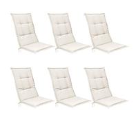 Beautissu Set de 6 Cojines para Sillas de Jardín con Respaldo Alto 120x50x6 cm Base HL - Cojines para Exterior, Almohadillas para Tumbonas, Mecedoras o Sillones - Natural