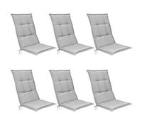 Beautissu Set de 6 Cojines para Sillas de Jardín con Respaldo Alto 120x50x6 cm Base HL - Cojines para Exterior, Almohadillas para Tumbonas, Mecedoras o Sillones - Gris Claro