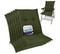 Beautissu Set de 6 Cojines Premium Sillas Jardin Respaldo bajo Tejido | 105x50cm grosor 7cm verde oscuro resistente UV fijación antideslizante Cuscini Scuro Spessore Cuscino Sedia cojín HighLux NL