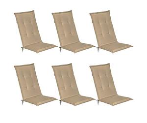 Beautissu Set de 6 Cojines sillas Jardin Loft HL - tumbonas mecedoras de balcón o Asiento Exterior con Respaldo Alto - 120x50x6 cm - Placas compactas de gomaespuma - Natural