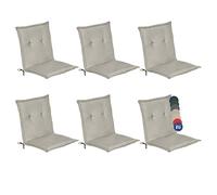 Beautissu Set de 6 Cojines sillas Jardin Loft NL - tumbonas mecedoras de balcón o Asiento Exterior con Respaldo bajo - 100x50x6 cm - Placas compactas de gomaespuma - Gris Claro