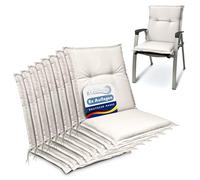 Beautissu Set de 8 Cojines para sillas de Exterior tumbonas mecedoras bajo | 100x50x6 gris natural placas compactas de gomaespuma asientos con respaldo balcón camping cojín jardín Base NL