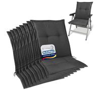 Beautissu Set de 8 Cojines Premium Sillas Jardin Respaldo bajo Tejido | 105x50cm grosor 7cm gris grafito resistente UV fijación antideslizante Cuscini Grigio Grafite Spessore Cuscino HighLux NL