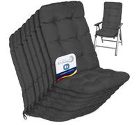 Beautissu Set de 8 Cojines sillas jardín con Respaldo Alto para Exterior | 120x50x8cm antracita relleno de copos de gomaespuma para terraza Cojín asiento Flair HL