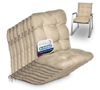 Beautissu Set de 8 Cojines Sillas Jardin Flair NL - Cojín para Sillas de Terraza o Cojines Exterior con Respaldo Bajo - 100x50x8 cm - Relleno de Copos de Gomaespuma - Natural